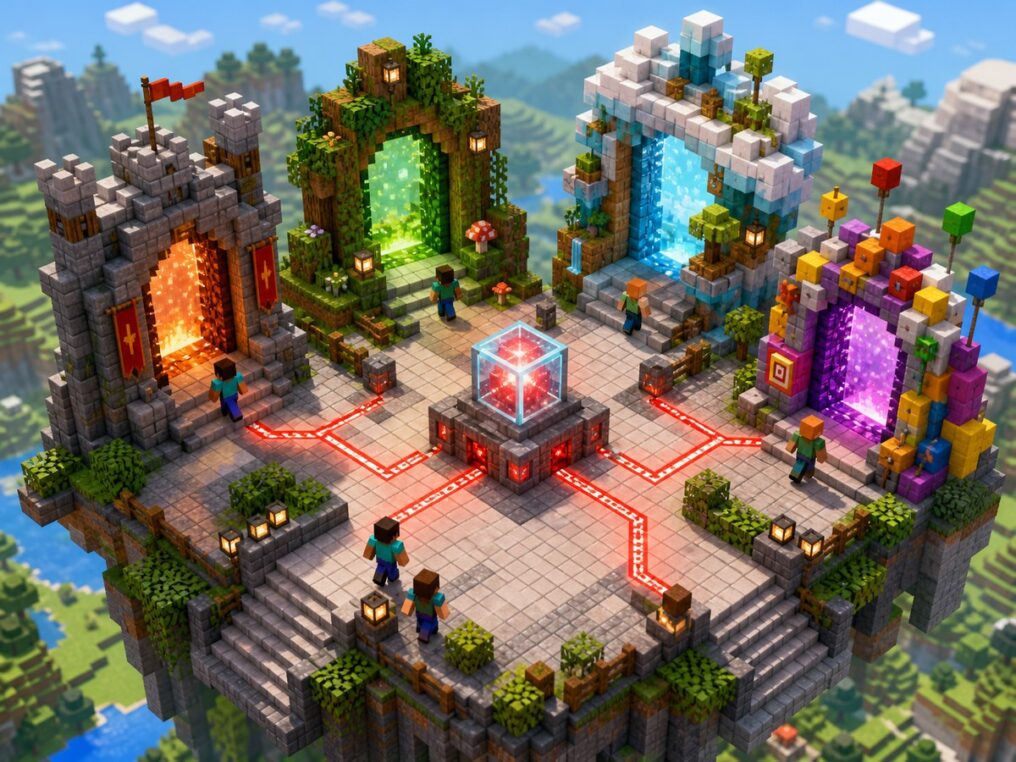 Разные сетевые миры Minecraft для выбора сервера