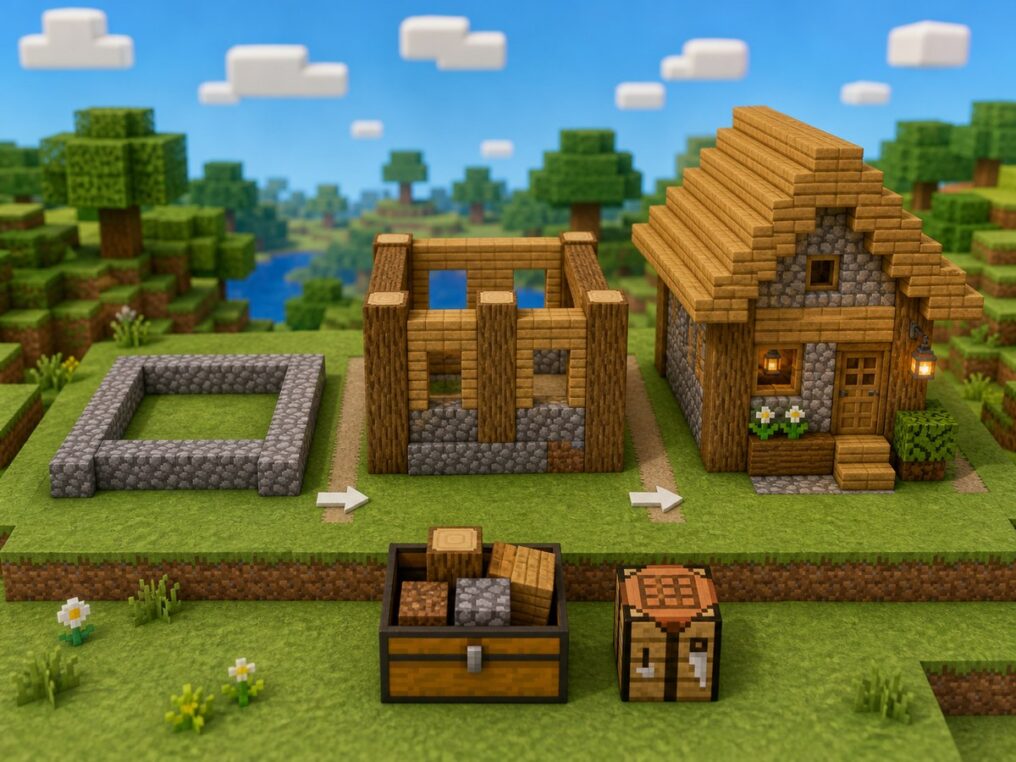 Проект небольшого дома Minecraft