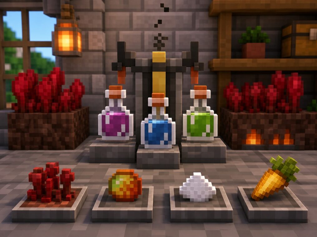 Варочная стойка и ингредиенты зелий Minecraft