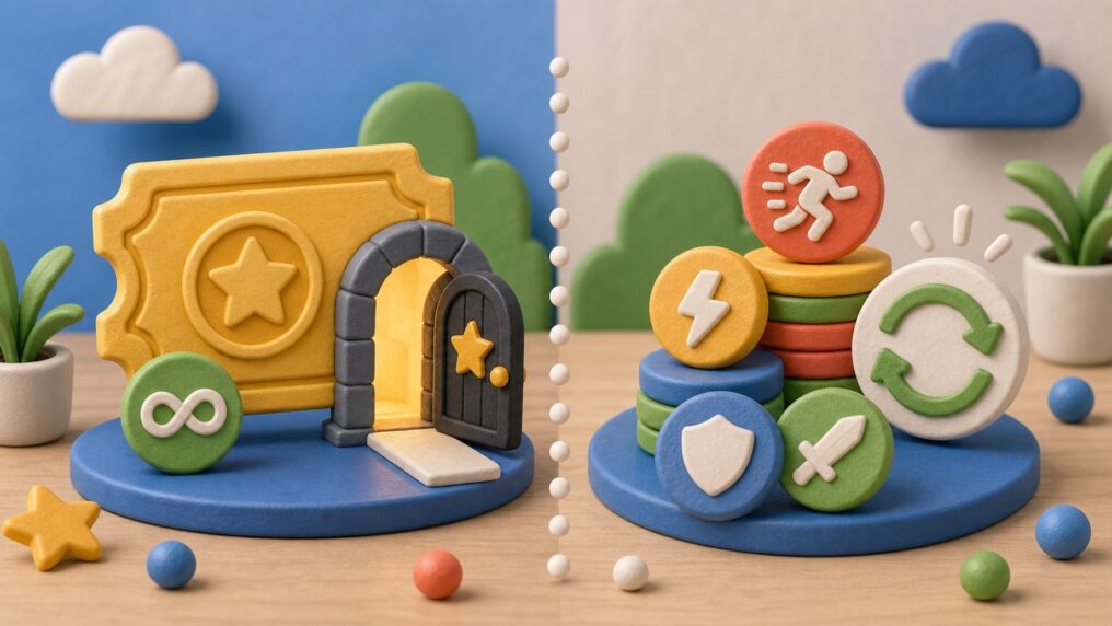 Сравнение game pass и developer product в Roblox через билет и повторяемые токены