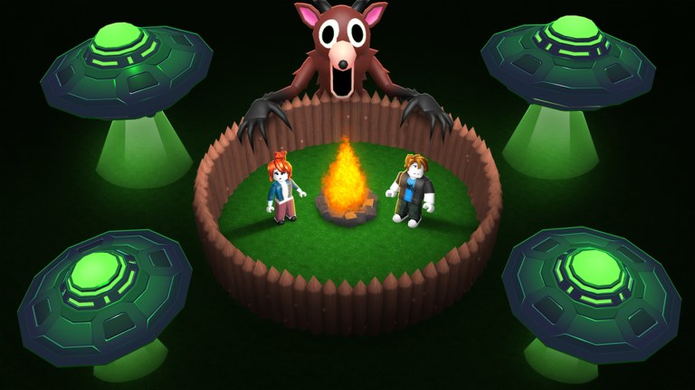 Лагерь и костер в игре 99 Nights in the Forest Roblox