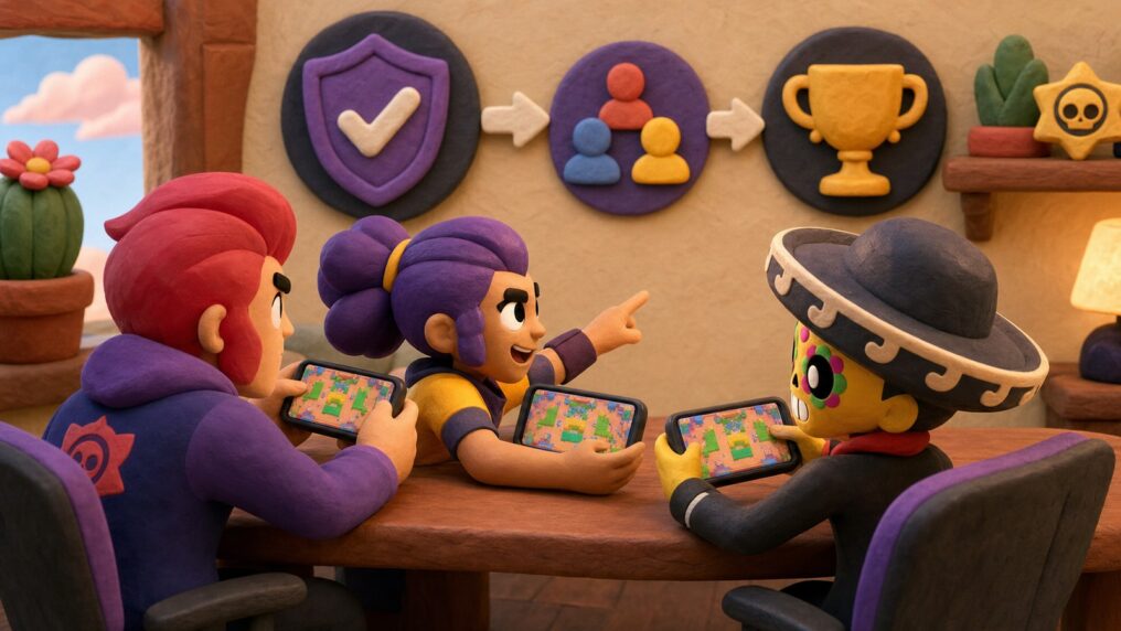 Три игрока Brawl Stars готовятся к отбору от испытания до чемпионского кубка