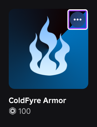 Меню карточки геймпасса Roblox для копирования Asset ID