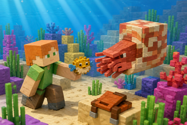 Как приручить наутилуса в Minecraft и ездить на нём