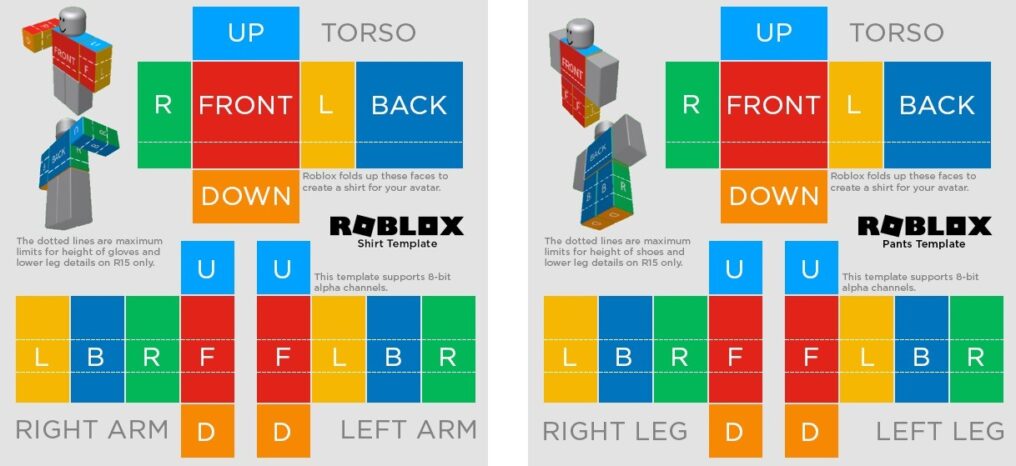Официальный шаблон Roblox для классических Shirt и Pants